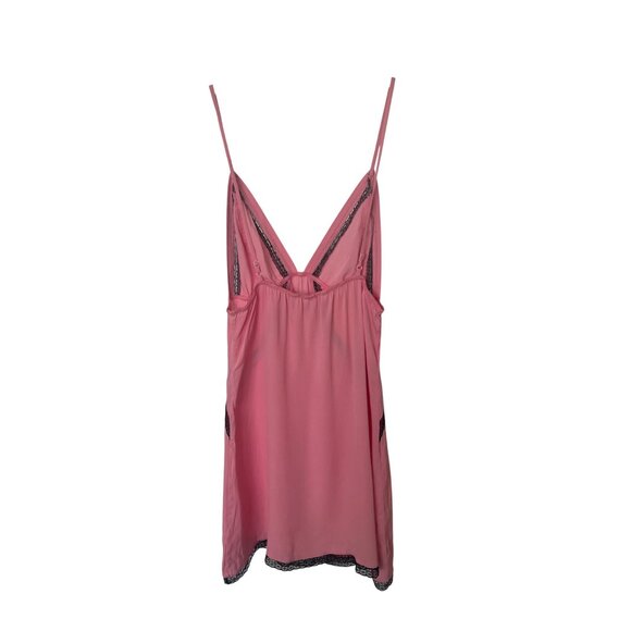 Victorias Secret Pink Cami Slip With Black Lace Trim - Picture 3 of 4